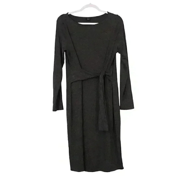 J Jill Wearever Womens Dress Size Medium Gray Wrap Tie Front Long Sleeve Stretch - Picture 1 of 11